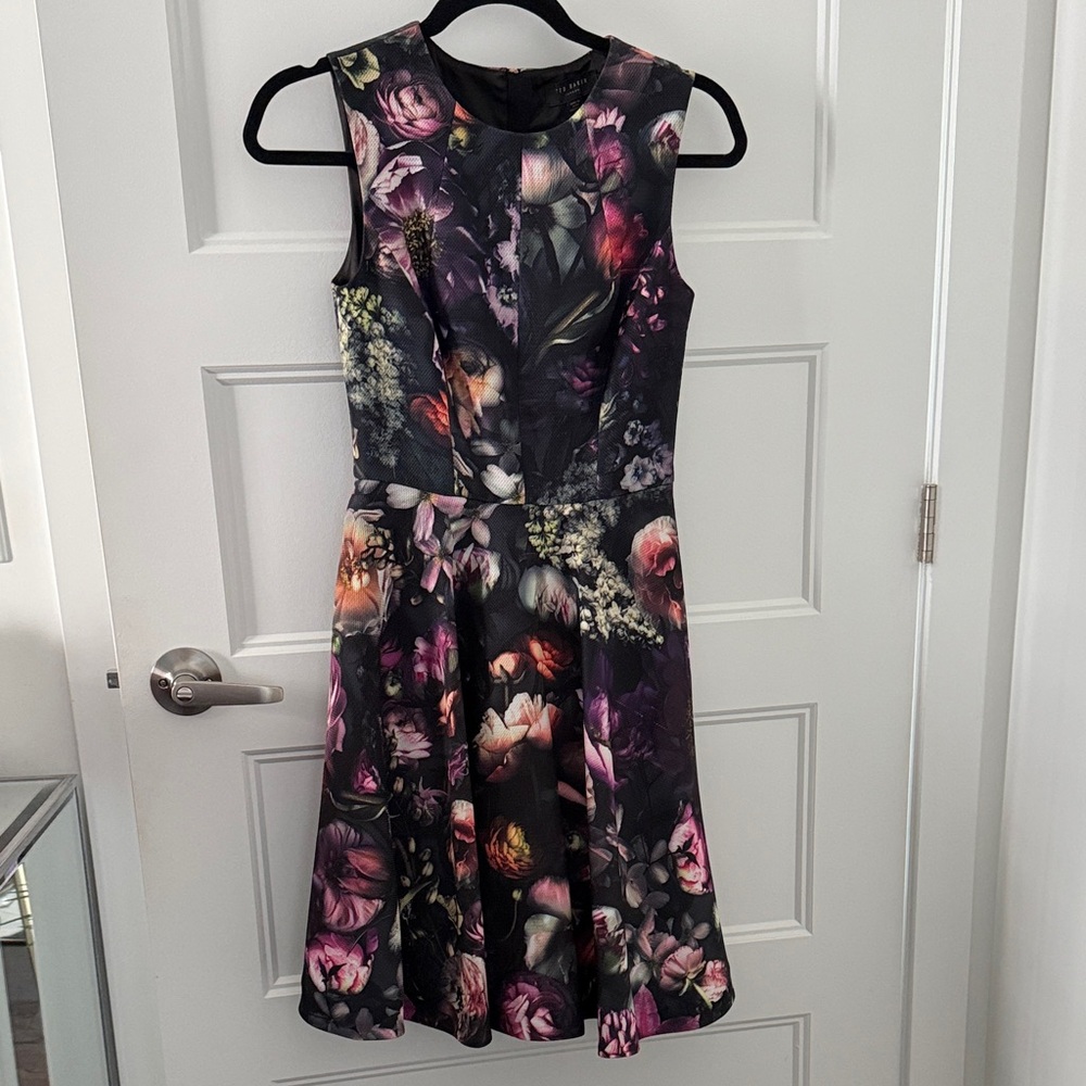Ted Baker Floral Sleeveless Dress - Black and Purple